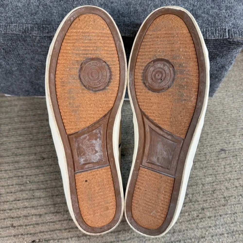 Polo Ralph Lauren Bolingbrook Tan Canvas Low Top Sneakers Mens 13 D